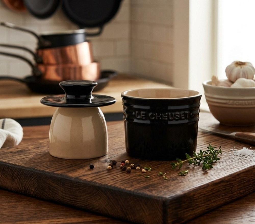 Le Creuset Stoneware Butter Crock, 6 oz., Marseille BLACK Rare